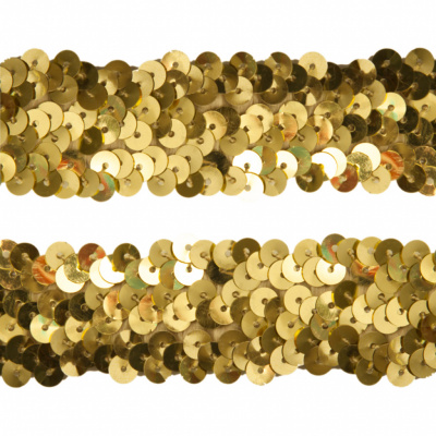Тесьма с пайетками D16, шир. 30 мм/уп. 25+/-1 м, цвет золото - купить в Артеме. Цена: 1 098.48 руб.