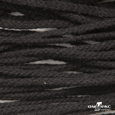 Шнур плетеный d-6 мм круглый, 70% хлопок 30% полиэстер, уп.90+/-1 м, цв.1078-черный - купить в Артеме. Цена: 588 руб.
