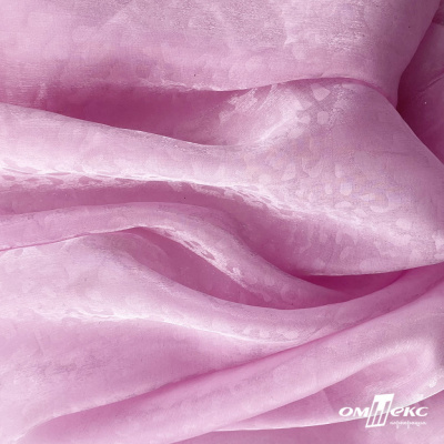Плательная органза вытравка,100% полиэстр, шир. 150 см, #606 цв.-розовый - купить в Артеме. Цена 380.73 руб.