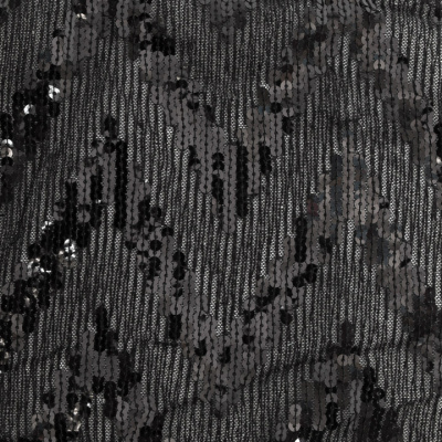 Трикотажное полотно с пайетками, шир.130 см, #311-бахрома чёрная - купить в Артеме. Цена 1 183.35 руб.