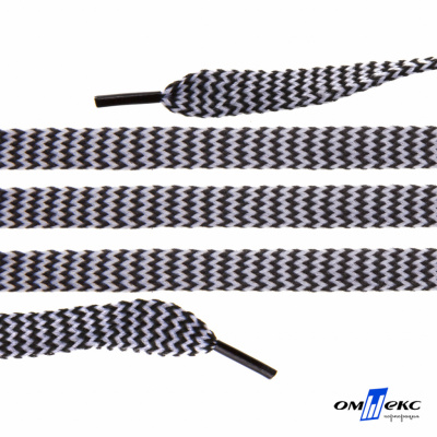 Шнурки #107-07, плоские 130 см, двухцветные цв.серый/чёрный - купить в Артеме. Цена: 23.03 руб.