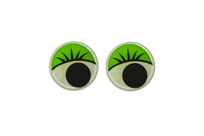 Глазки для игрушек, круглые, с бегающими зрачками, 10 мм/упак.50+/-2 шт, цв. -зеленый - купить в Артеме. Цена: 71.92 руб.