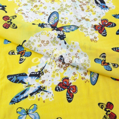 Плательная ткань "Софи" 7.2, 75 гр/м2, шир.150 см, принт бабочки - купить в Артеме. Цена 241.49 руб.