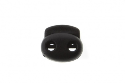 8049ТН Фиксатор пластиковый двухдырочный, 23х20 мм, цвет чёрный - купить в Артеме. Цена: 1.37 руб.