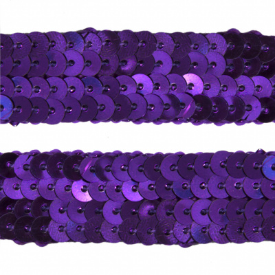 Тесьма с пайетками 12, шир. 20 мм/уп. 25+/-1 м, цвет фиолет - купить в Артеме. Цена: 786.13 руб.