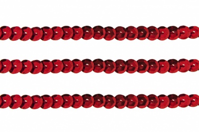 Пайетки "ОмТекс" на нитях, SILVER-BASE, 6 мм С / упак.73+/-1м, цв. 3 - красный - купить в Артеме. Цена: 468.37 руб.