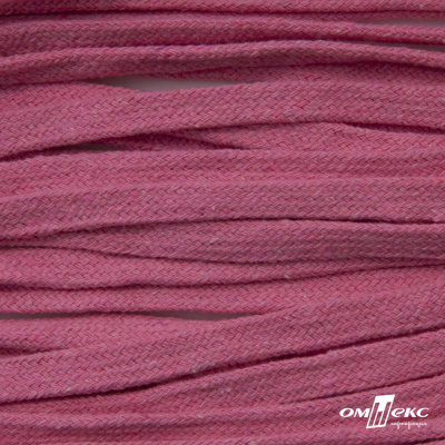 Шнур плетеный d-8 мм плоский, 70% хлопок 30% полиэстер, уп.85+/-1 м, цв.1029-розовый - купить в Артеме. Цена: 735 руб.