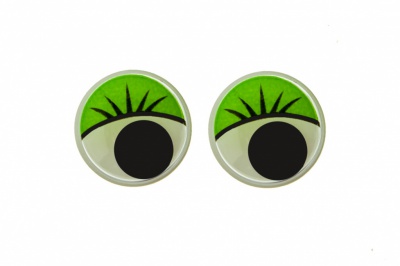 Глазки для игрушек, круглые, с бегающими зрачками, 15 мм/упак.50+/-2 шт, цв. -зеленый - купить в Артеме. Цена: 113.01 руб.
