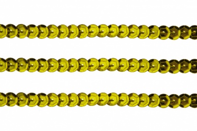 Пайетки "ОмТекс" на нитях, SILVER-BASE, 6 мм С / упак.73+/-1м, цв. 7 - св.золото - купить в Артеме. Цена: 468.37 руб.