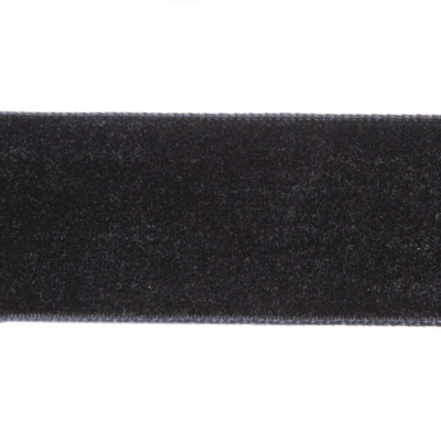 Лента бархатная нейлон, шир.25 мм, (упак. 45,7м), цв.03-черный - купить в Артеме. Цена: 800.84 руб.