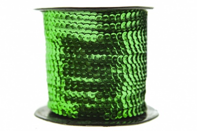 Пайетки "ОмТекс" на нитях, SILVER-BASE, 6 мм С / упак.73+/-1м, цв. 4 - зеленый - купить в Артеме. Цена: 484.77 руб.
