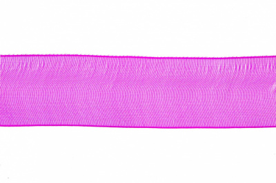 Лента органза 1015, шир. 10 мм/уп. 22,8+/-0,5 м, цвет ярк.розовый - купить в Артеме. Цена: 38.39 руб.