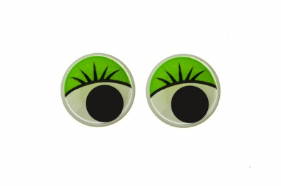 Глазки для игрушек, круглые, с бегающими зрачками, 12 мм/упак.50+/-2 шт, цв. -зеленый - купить в Артеме. Цена: 96.01 руб.