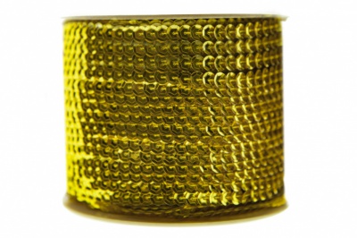 Пайетки "ОмТекс" на нитях, SILVER-BASE, 6 мм С / упак.73+/-1м, цв. 7 - св.золото - купить в Артеме. Цена: 468.37 руб.