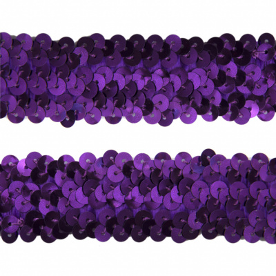 Тесьма с пайетками 12, шир. 30 мм/уп. 25+/-1 м, цвет фиолет - купить в Артеме. Цена: 1 098.48 руб.