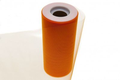 Фатин в шпульках 16-127, 10 гр/м2, шир. 15 см (в нам. 25+/-1 м), цвет оранжевый - купить в Артеме. Цена: 100.69 руб.