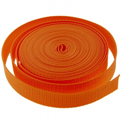 Стропа текстильная, шир. 25 мм (в нам. 50+/-1 ярд), цвет оранжевый - купить в Артеме. Цена: 409.94 руб.