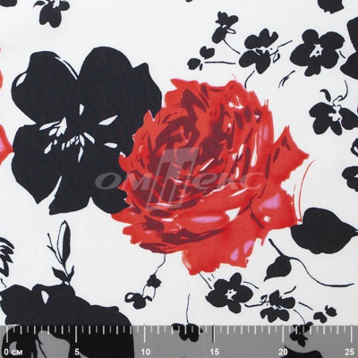 Плательная ткань "Фламенко" 22.1, 80 гр/м2, шир.150 см, принт растительный - купить в Артеме. Цена 239.03 руб.