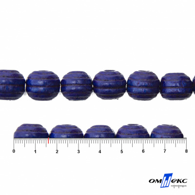 0309-Бусины деревянные "ОмТекс", 16 мм, упак.50+/-3шт, цв.006-синий - купить в Артеме. Цена: 62.22 руб.